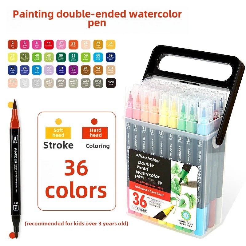 

Children's Watercolor Pen Set CP600 Soft Head Dual Head Watercolor Brush For Students Washable Ideal For Drawing And Coloring