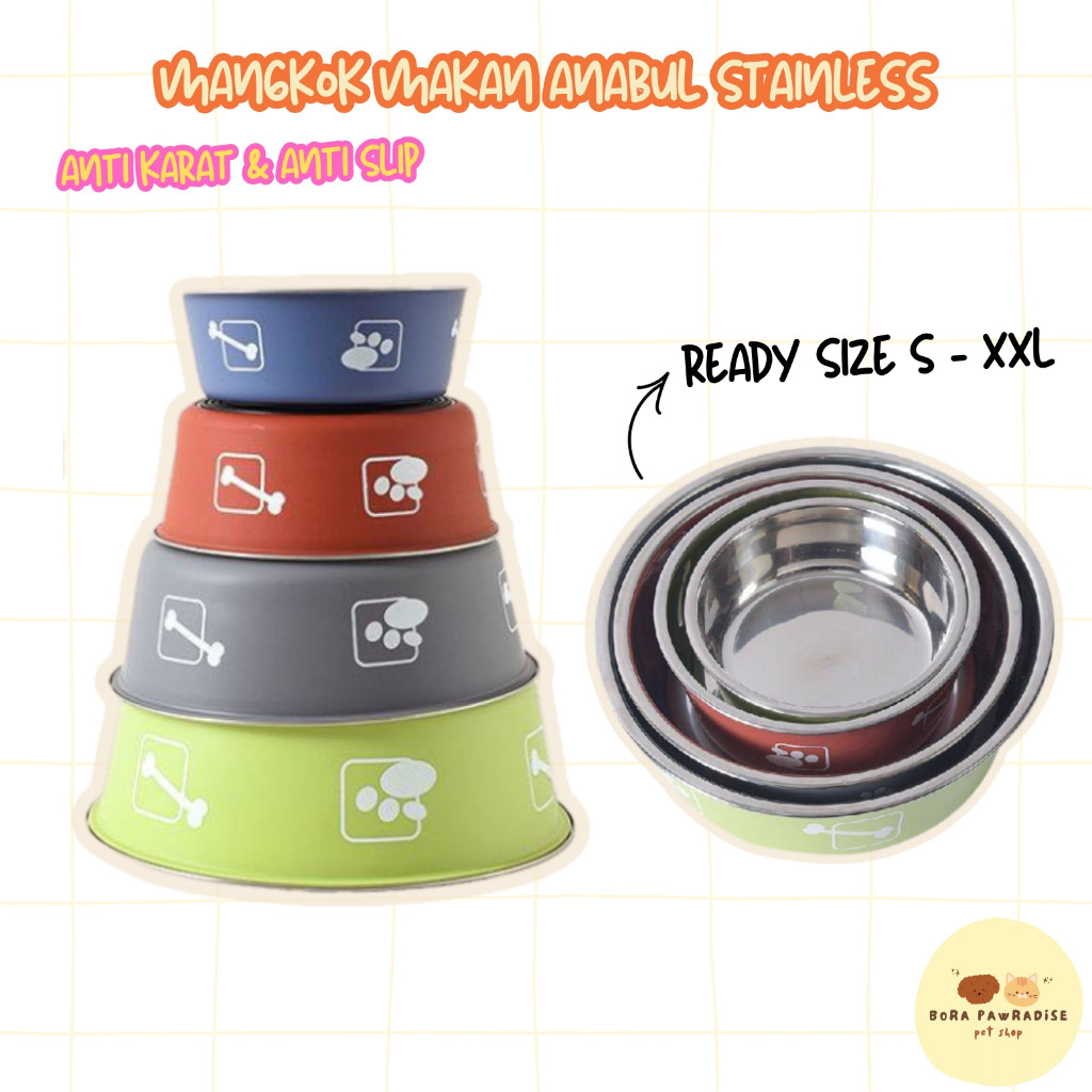 Tempat Makan Anjing Stainless / Tempat Makan Kucing Stainless / Pet Bowl / Mangkok Makan Anjing / Ma