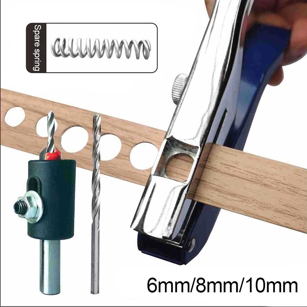 

6/8/10MM Edge Banding Punch Hand Strong Round Hole Flat Bevel Punch Woodworking Pliers Paper PVC Membership Card Puncher