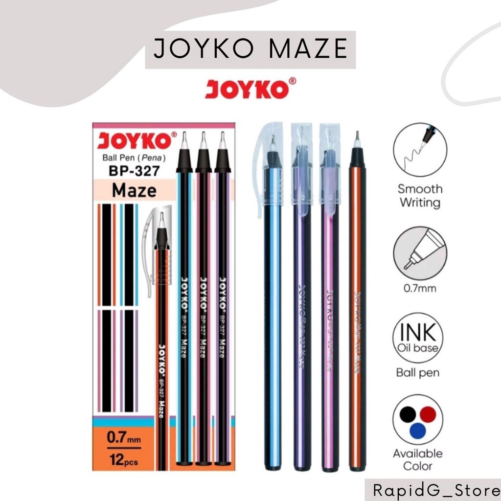 

Pulpen Joyko Maze BP-327 0.7mm Tinta Hitam Pena Sekolah Kantor