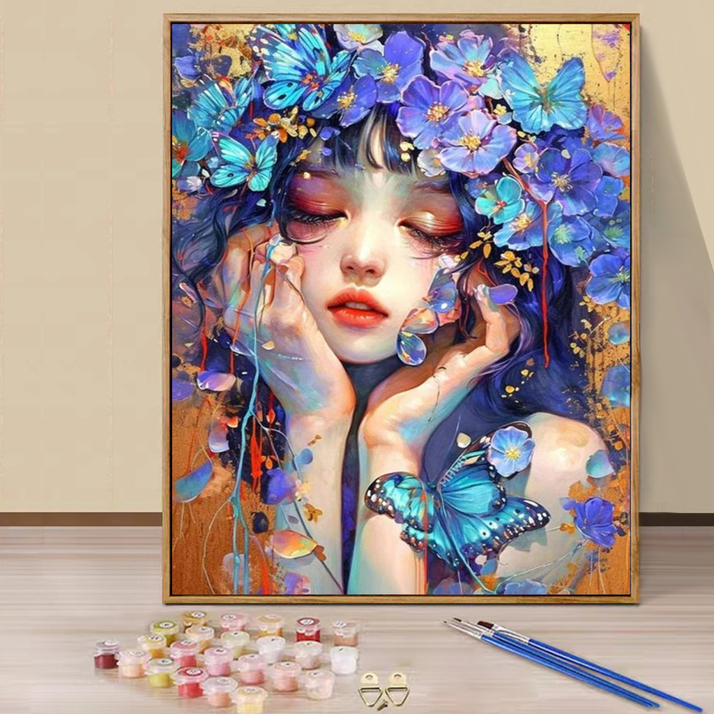 

Paint by Numbers - 40x50cm, Lady Painting Kits for Beginners on Colored Canvas, Easy DIY Art for Home Decor Gift (No Frame)