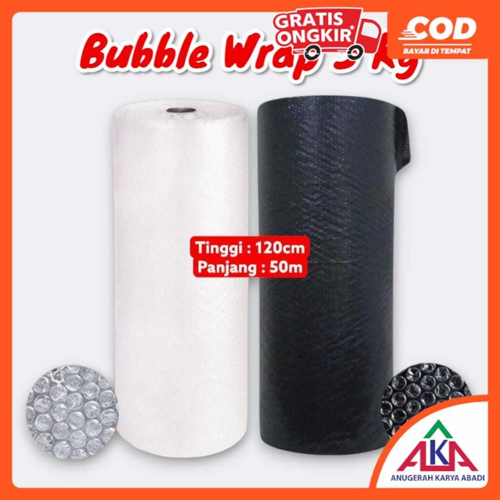 

Bubble Wrap Plastik Gelembung Roll Tebal 3kg / Pengaman Paket 120cm 50m Putih / Hitam