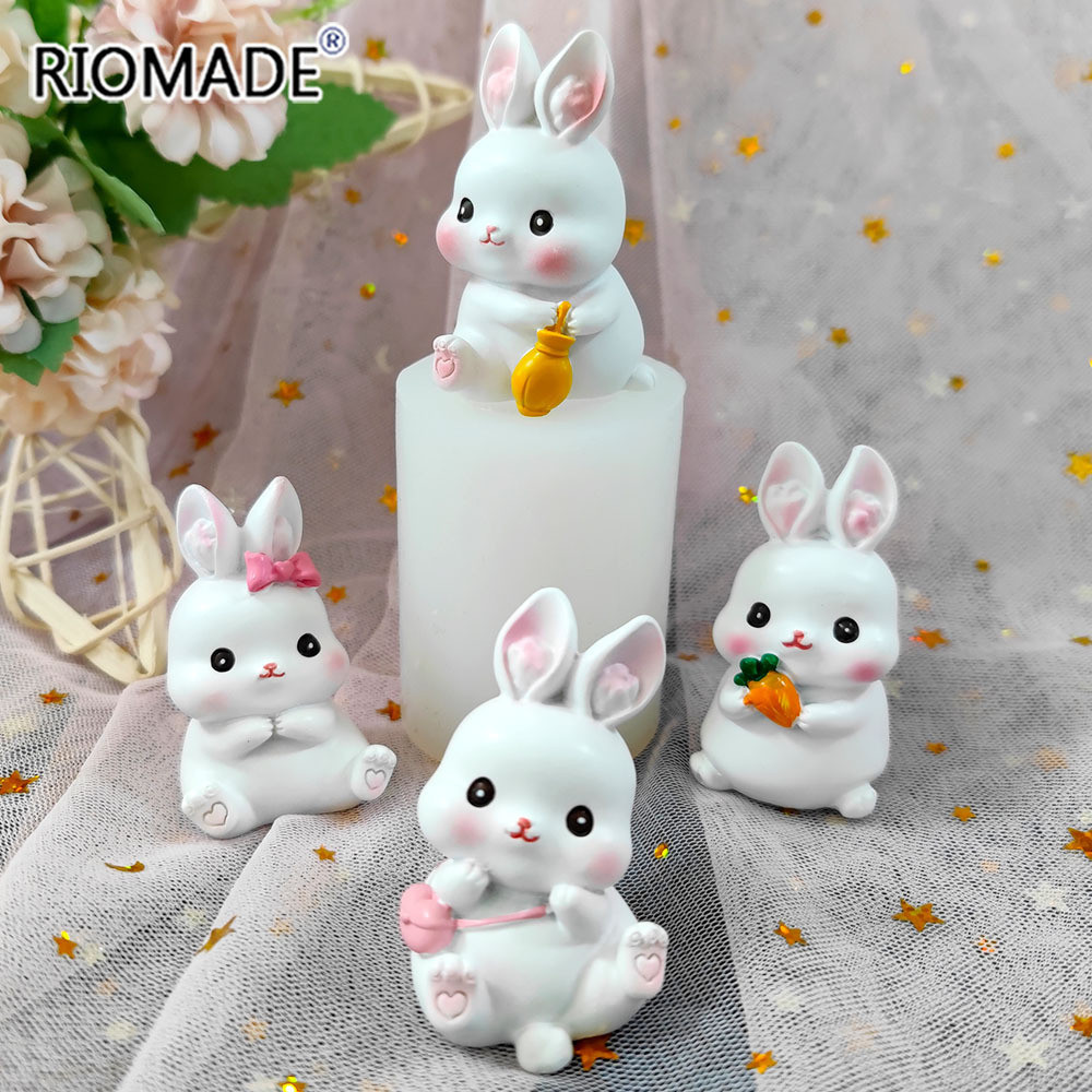 

3D Cute Rabbit Silicone Mold Easter Bunny Model DIY Aromatherapy Gypsum Candle Mould Handicrafts Decorating Tool Household Items