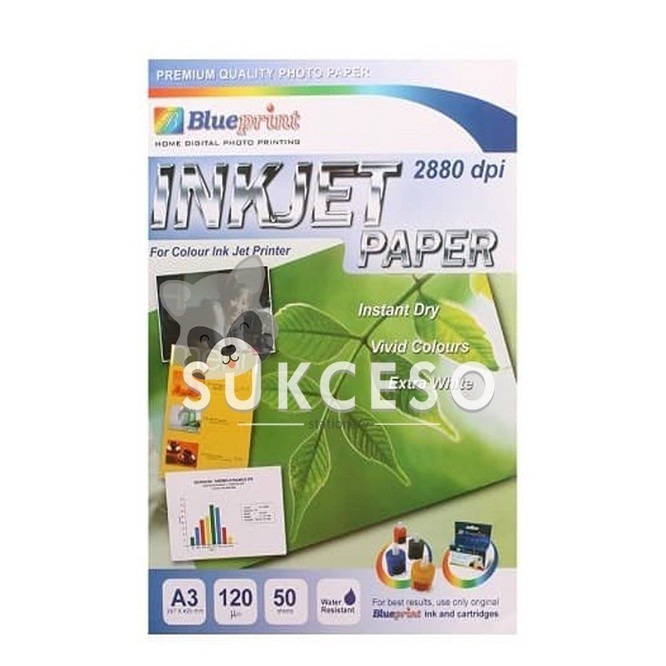 

Blueprint Inkjet Paper A3 120 gr/gsm 50 Sheets / Kertas Printer Inkjet Murah Berkualitas