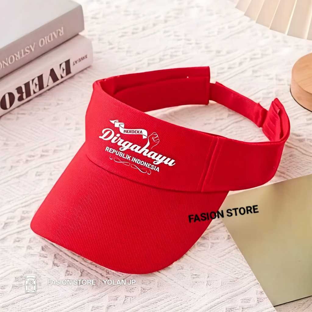GRATIS BORDIR NAMA - Topi Merah Visor Dewasa Unisex Dirgahayu Indonesia 17 Agustusan (TULIS NAMA DI 