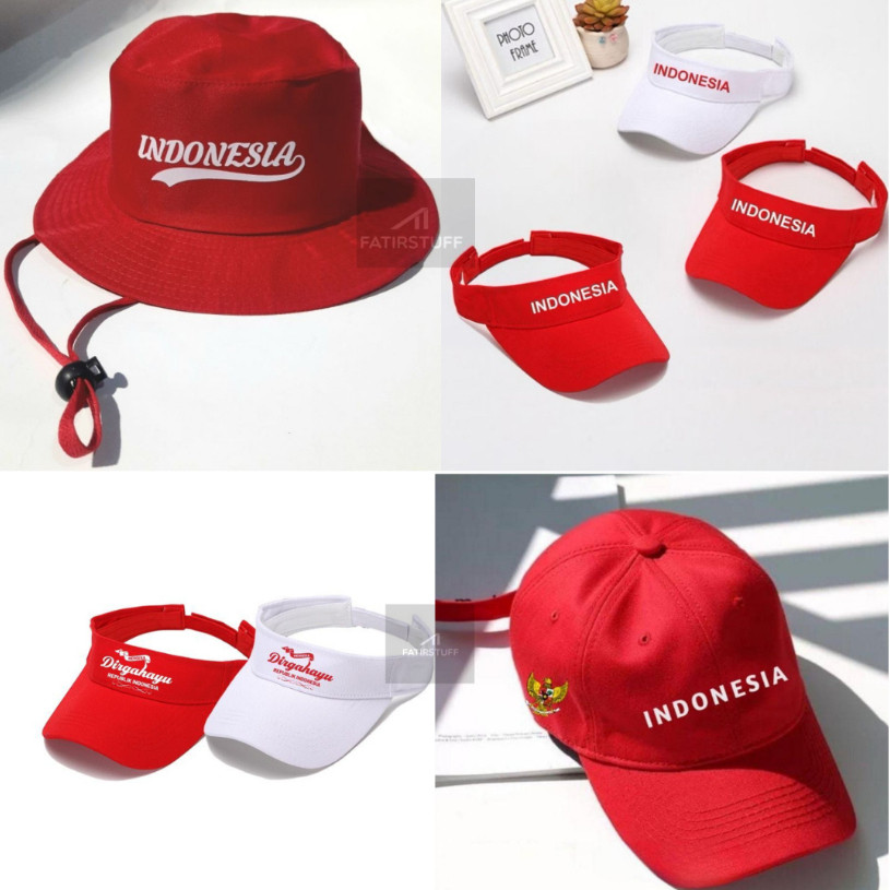 GRATIS BORDIR NAMA - Topi 17 Agustus Hut RI Indonesia 2025 Topi Bordir Logo Indonesia (TULIS NAMA DI