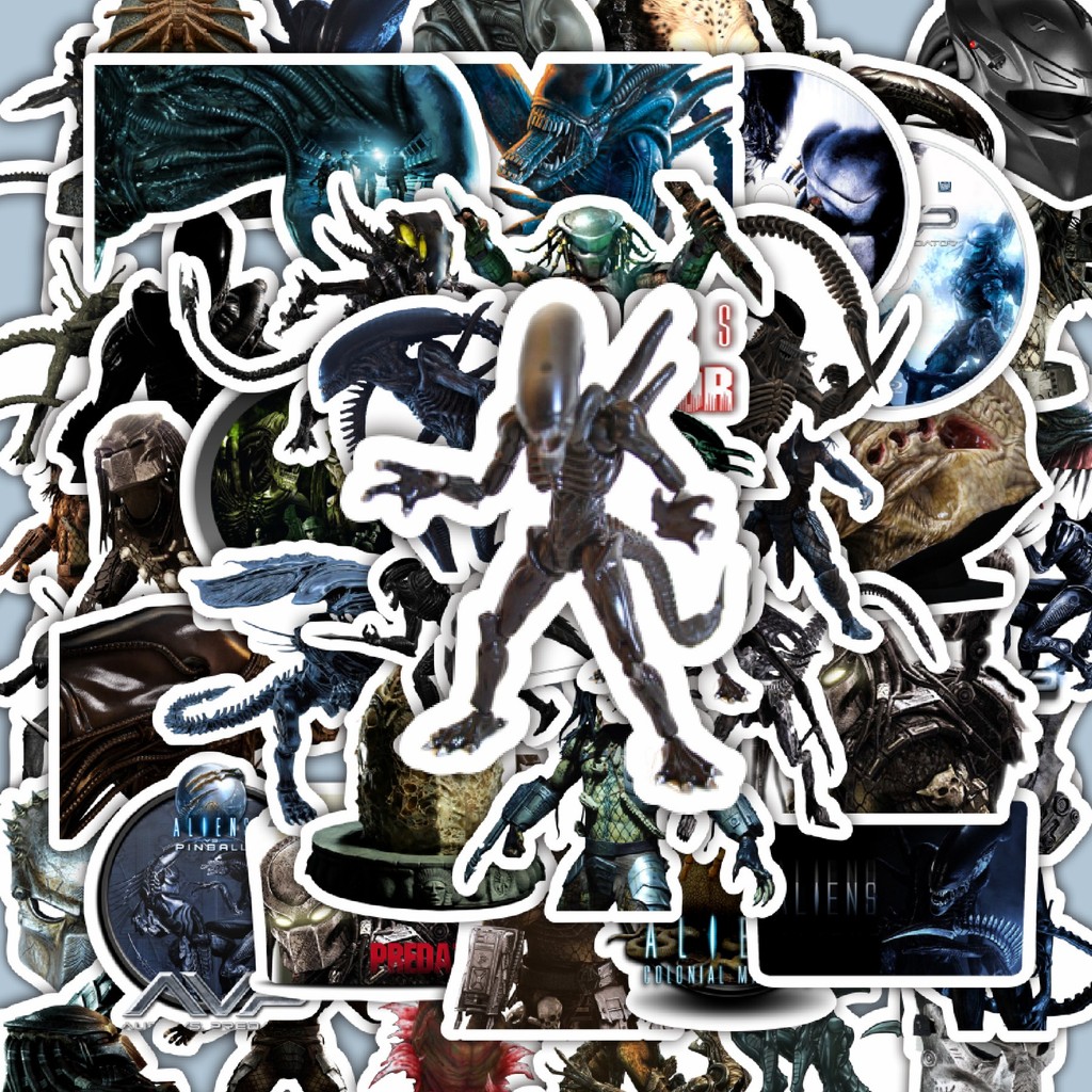 

100PCS Lucu Stiker Movie Series Alien vs Predator Karakter Mix 2 Stiker Aesthetic Stiker Anti Air Stikers Berperekat Waterproof sticker decal buat Motor Helm Buku Journal Koper Casing HP Laptop Botol Minum Hadiah anak
