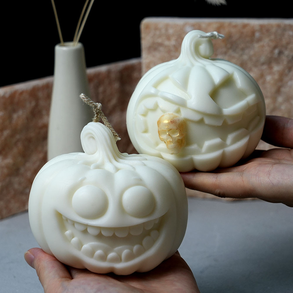 

Big-eyed Smile Pumpkin Silicone Candle Mould 3D Plant Bite Skull Plaster Resin Mold DIY Handmade Halloween Creative Craft Decor