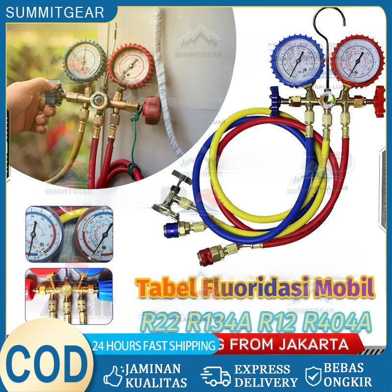 1 Set Alat Pengisian Freon Kulkas Brass Double Manifold Multi One Cool Pengisian Freon Ac Mobil Ac K