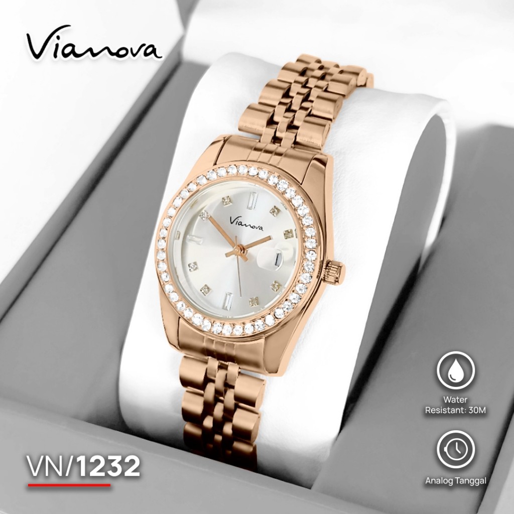 VIANOVA Watch - Jam Tangan Wanita Original Anti Air 1232 Standard Jepang Jam Tangan Cewek Quartz