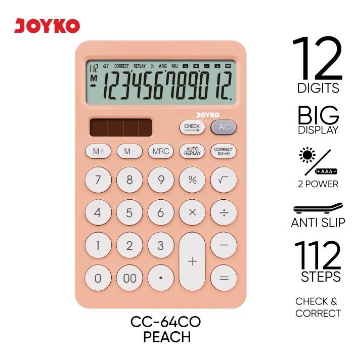 

⌞ Limited Stok⌝ - Terlaris JOYKO Calculator Kalkulator CC-64CO 12 Digits Check & Correct - Peach