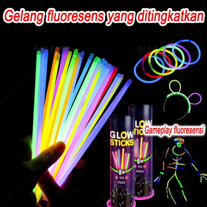 YMJR 100pcs box Glow Stick Warna Warni 100 stik cahaya grosir stik cahaya warna-warni untuk anak-ana