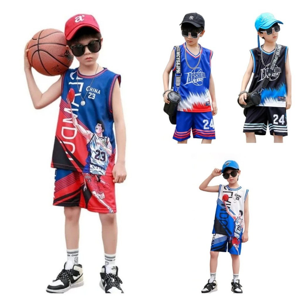 JA03 Setelan Jersey Baju Basket Anak Kids Jersey Basketball