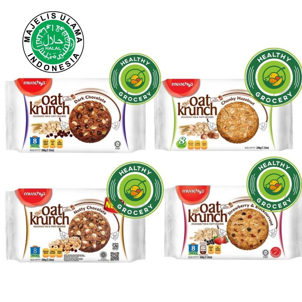 

Vanilla.storee Munchy's Oat Krunch 208 gr isi 8 / Munchys Dark Chocolate / Hazelnut / Nutty / Strawberry