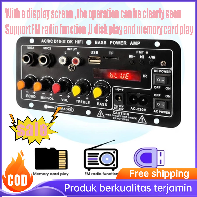 Amplifier Bluetooth Super Bass 12V/24V/220V Modul Speaker Bluetooth Power Amplifier