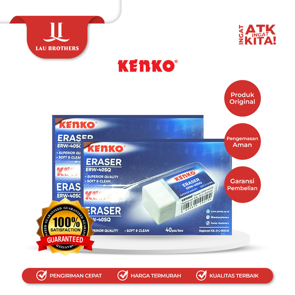 

KENKO PENGHAPUS PUTIH/ ERASER ERW-40SQ (1PACK/ 40PCS)