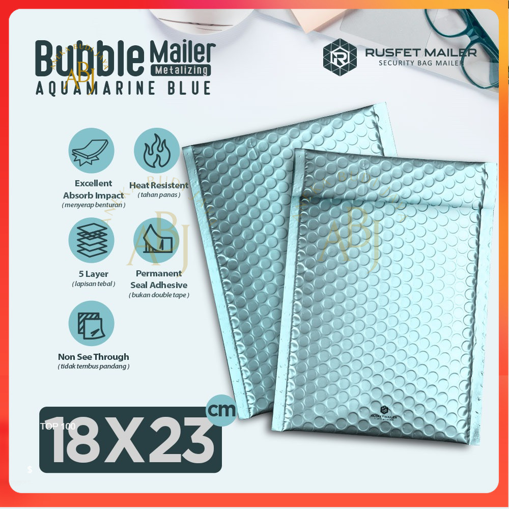 

Amplop Bubble Mailer Envelope Bubble Aquamarine Blue 18x23 -