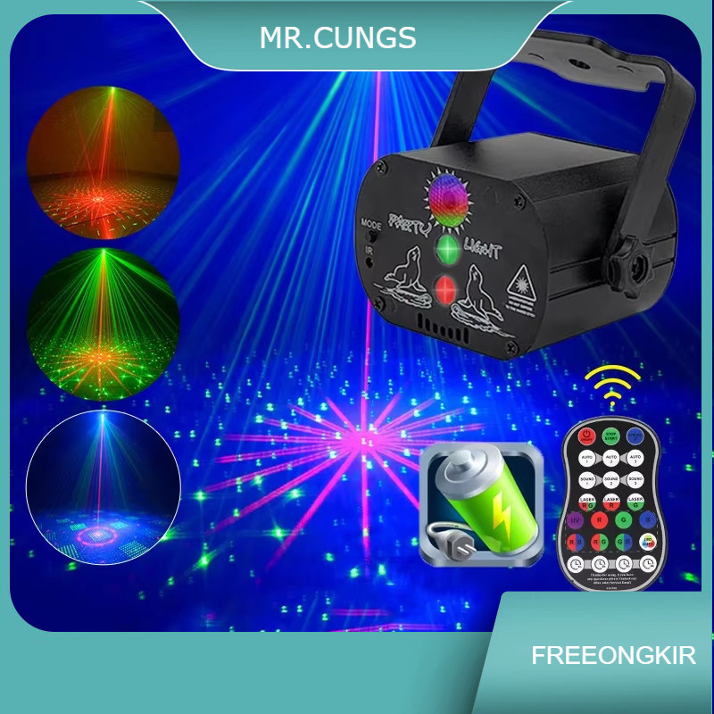Lampu Disco Laser Ikut Musik Suara Rgb - Lampu Panggung DJ Remote Control Lighting