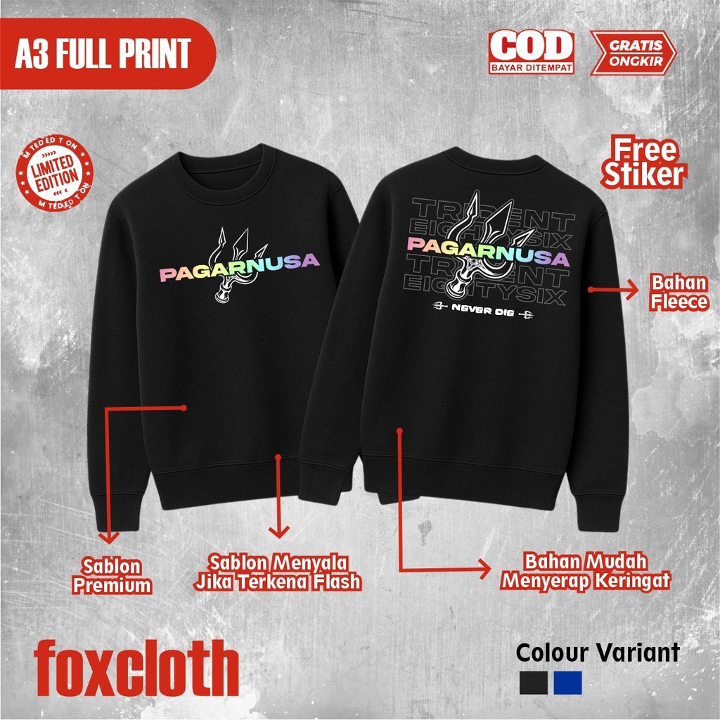 SWEATER PAGAR NUSA MENYALA RAINBOW PAGAR NUSA NEVER DIE SWEATER DISTRO PAGAR NUSA - SWEATER PAGAR NU