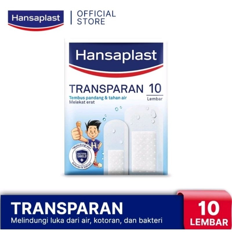 Hansaplast Transparan Anti Air 10 Lembar Plester Tembus Pandang anti air Plester luka anti air hansa