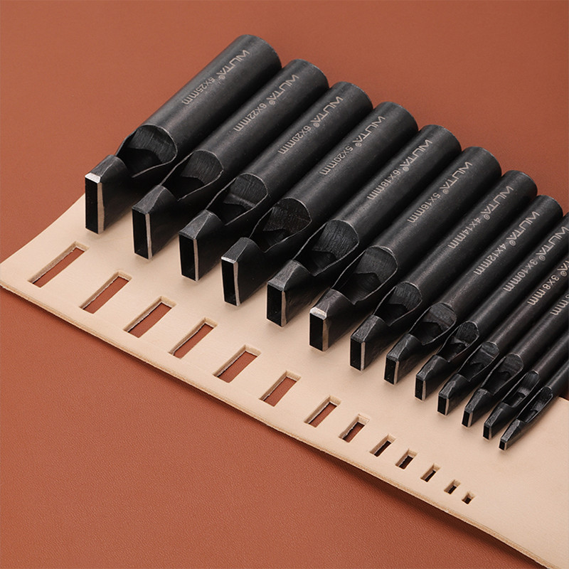 

WUTA 3-13 Pcs Leather Hole Punch Set Rectangle Shape Anti-Rust Leather Craft Oblong Punching Tool For Watch Band Bag Belt Cutter