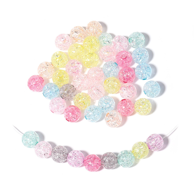 50/100pcs 6-12mm Round Acrylic Crackle Beads Mix color Loose Spacer Beads For Jewelry Making Charm B