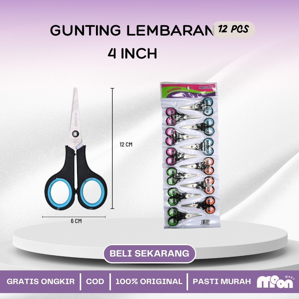 

Gunting Scissors BOSSCO BC-904 4 inch 1 Lembar(12 Pcs)