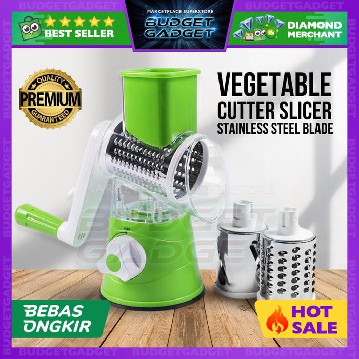Alat Giling Parut Keju Sayuran Buah Round Blades Slicer Putar - CY-806 - Hijau MUDA