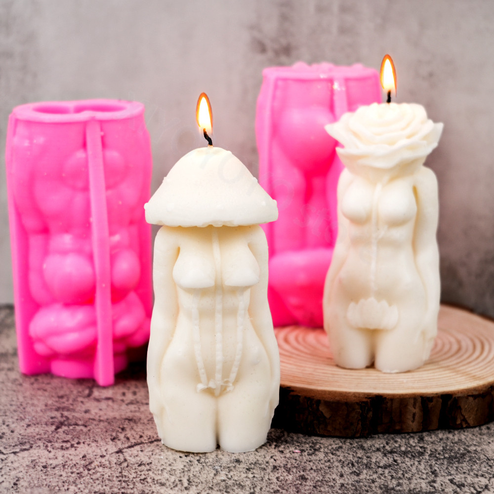 

3D Art Human Body Candle Silicone Mold DIY Rose Mushroom Women Body Plaster Ornament Mould Resin Handicraft Molds Home Decor