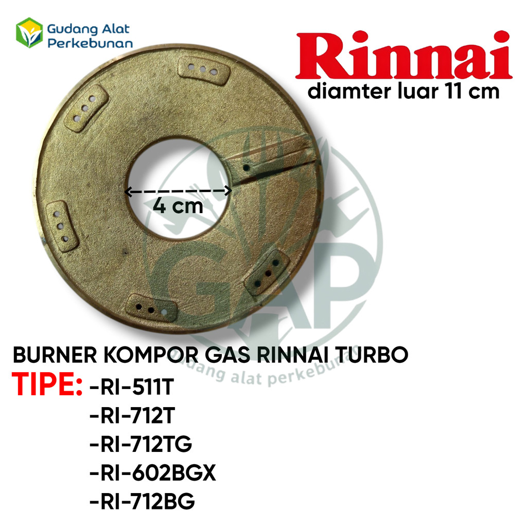 BURNER KUNINGAN KOMPOR GAS RINNAI TURBO
