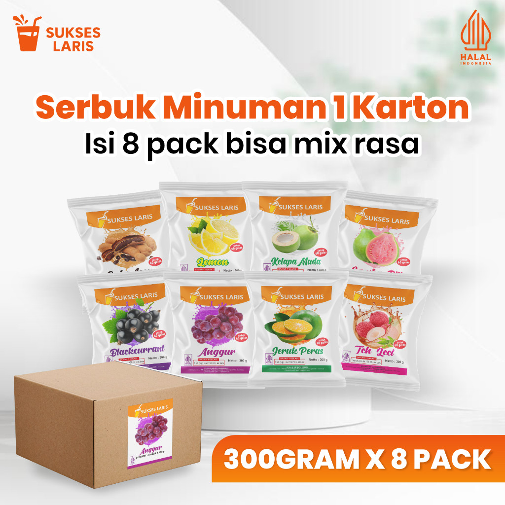 BUBUK MINUMAN RASA BUAH 1 KARTON | POWDER MINUMAN SERBUK BUAH | BUBUK MINUMAN