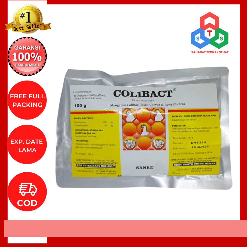 Colibact serbuk 100 gram obat untuk unggas ayam dan babi SANBE