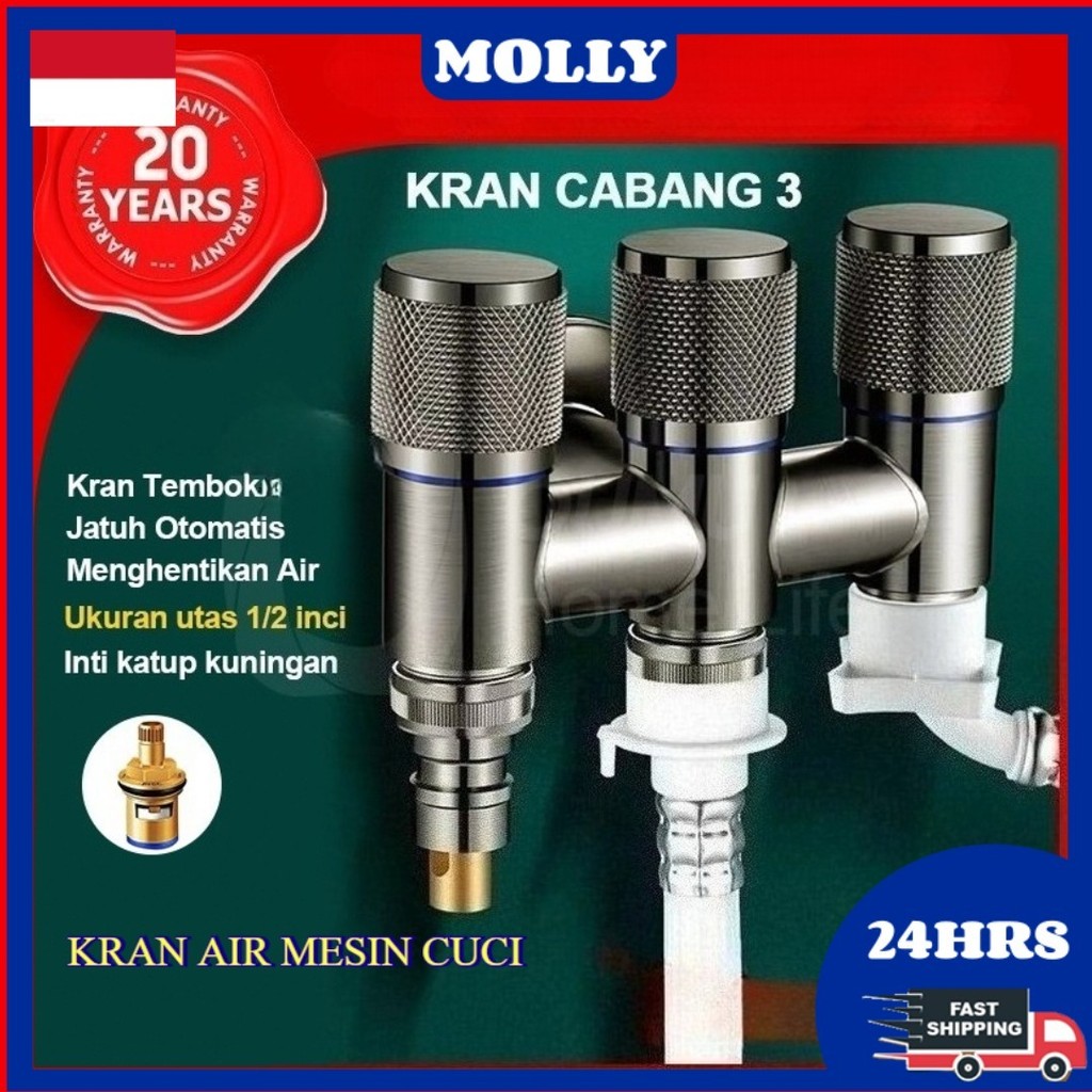 [COD]Premium kran cabang 3 fungsi 3in1 MINIMALIS / keran air multifungsi / keran otomatis mesin cuci