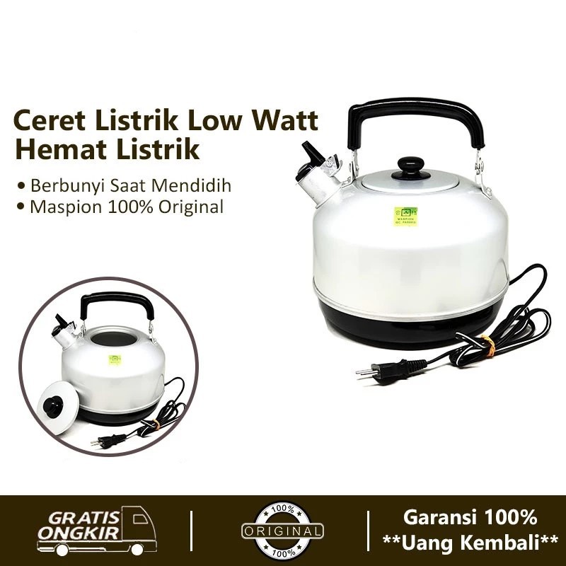 Maspion Teko Bunyi Listrik 20 cm Silver / Ceret / Original Maspion SNI - FM