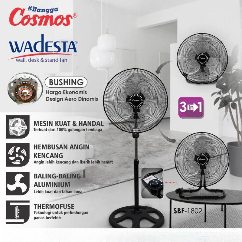KIPAS ANGIN COSMOS SBF1802 STANDFAN COSMOS 3IN1 18INCH