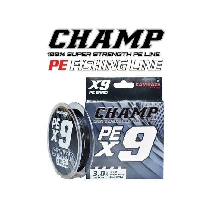 Senar Pancing PE KAMIKAZE Champ X9 150meter Black SIC Silicon Coating - PE 1.0 -4.0 - PE 1.5