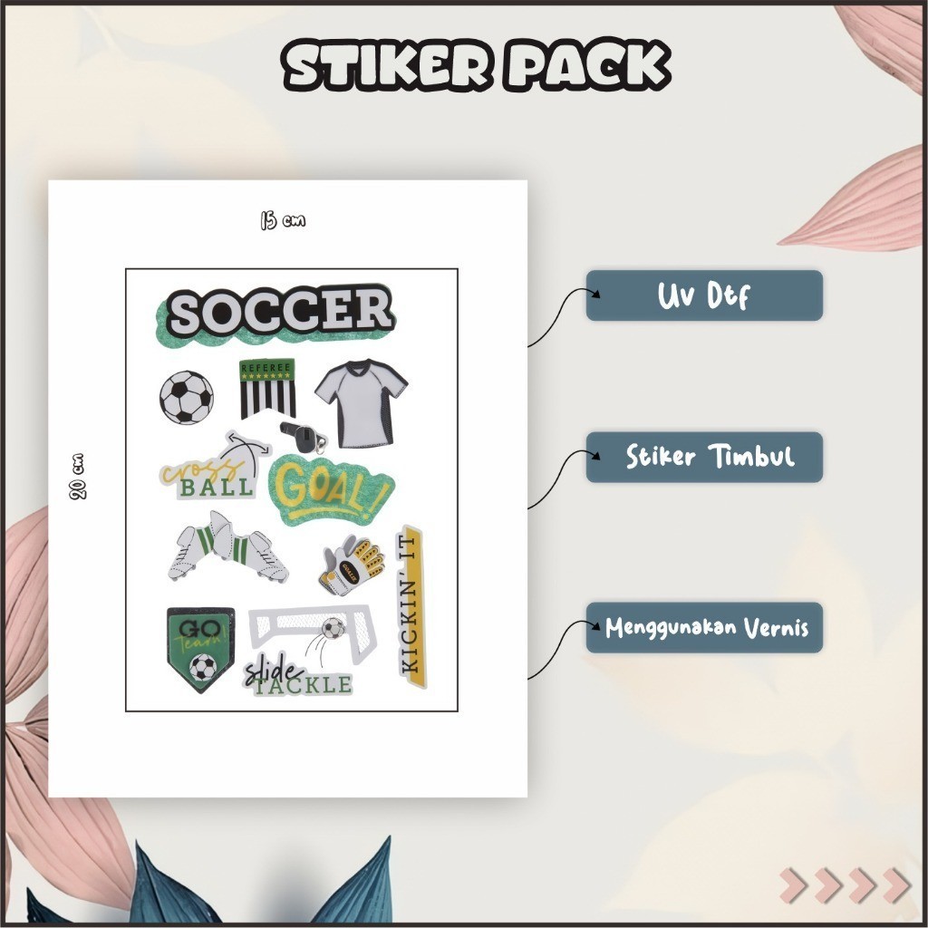 

Stiker Sticker Setiker Setikker Pack UV DTF Motif bOLA Soccer Hitam Putih P39