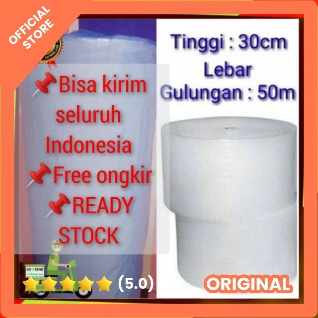 

Bubble Wrap Bening 30cm X 50m - hitam gulungan roll