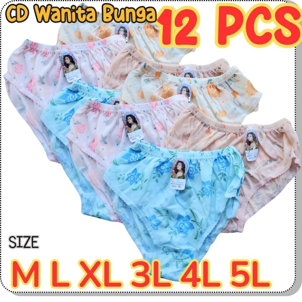 12 PCS CD WANITA DEWASA / CELANA DALAM IBU MOTIF CANTIK CD Wanita Murah