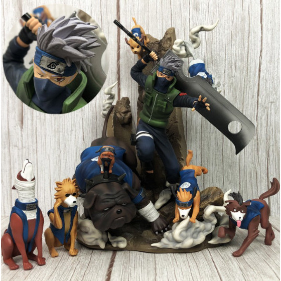 (Baca Deskripsi) Figure Naruto - Kakashi Hatake Zabuza's Sword & Pakkun Battle Ver.