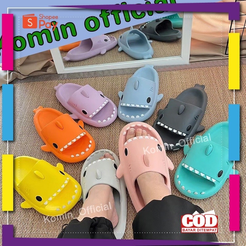 [PREMIUM ORIGINAL] [Bebas Ongkir] Komin Sendal Hiu Dewasa Cartoon  Sandal Hiu Wanita Anti Slip Empuk