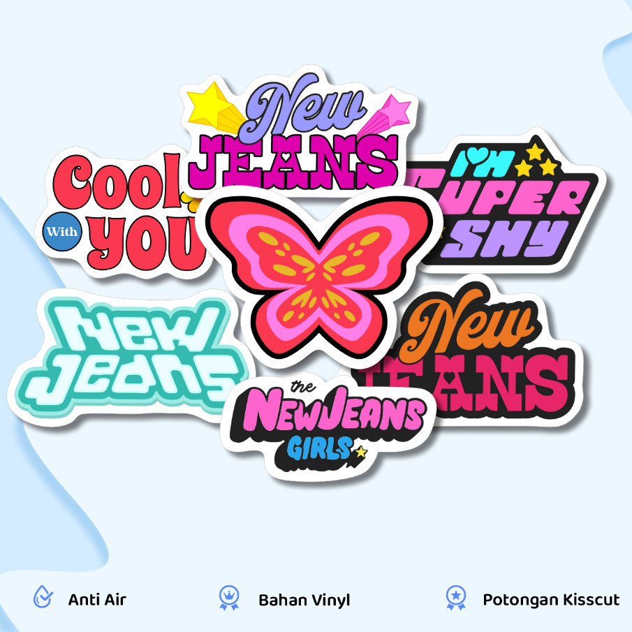 

46 PCS STICKER PACK NEW JEANS GET UP UNTUK CASE LAPTOP KOPER HELM VINYL ANTI AIR