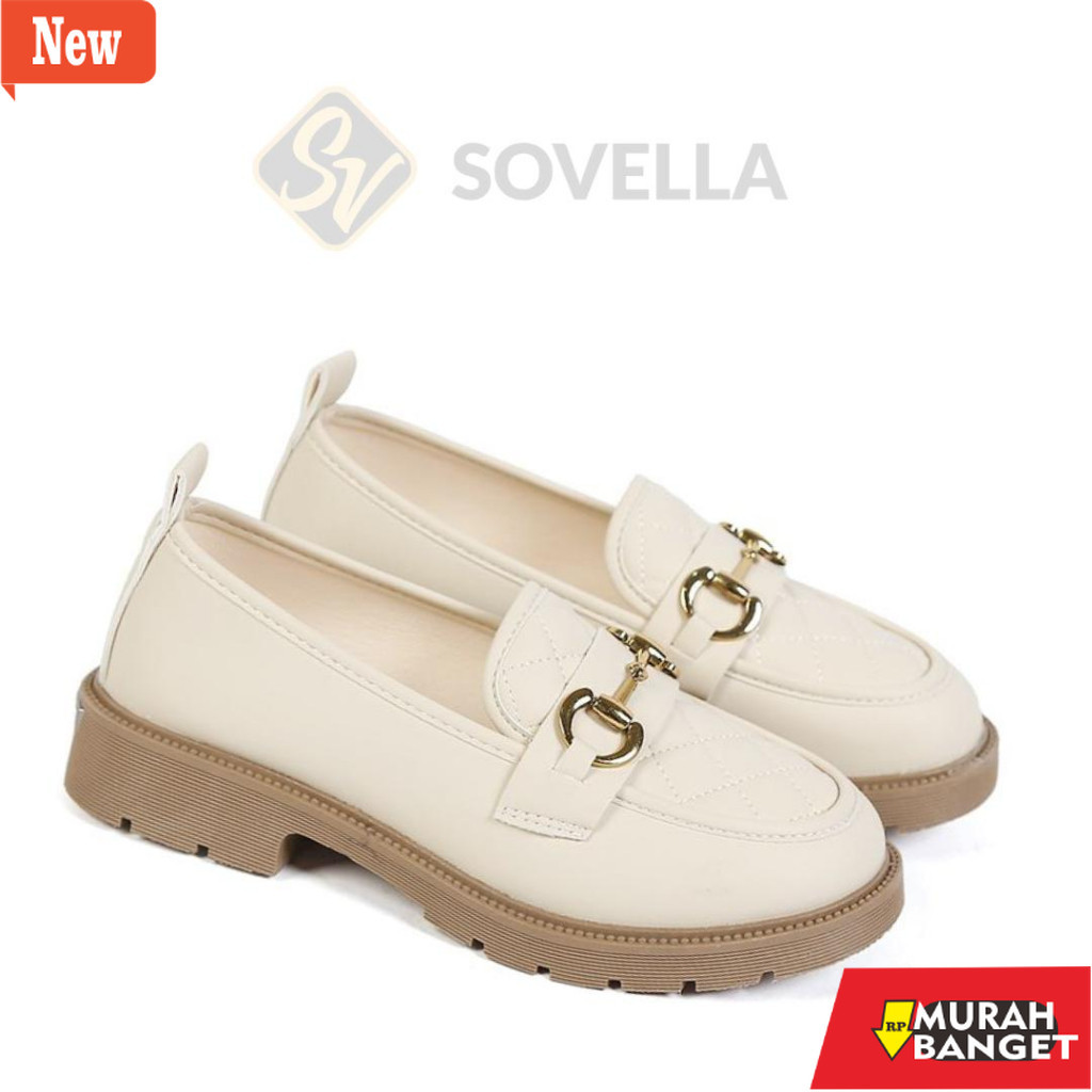 Heels wanita yg lagi viral- SOVELLA Kiara Korean Pantofel Hitam Putih Karet