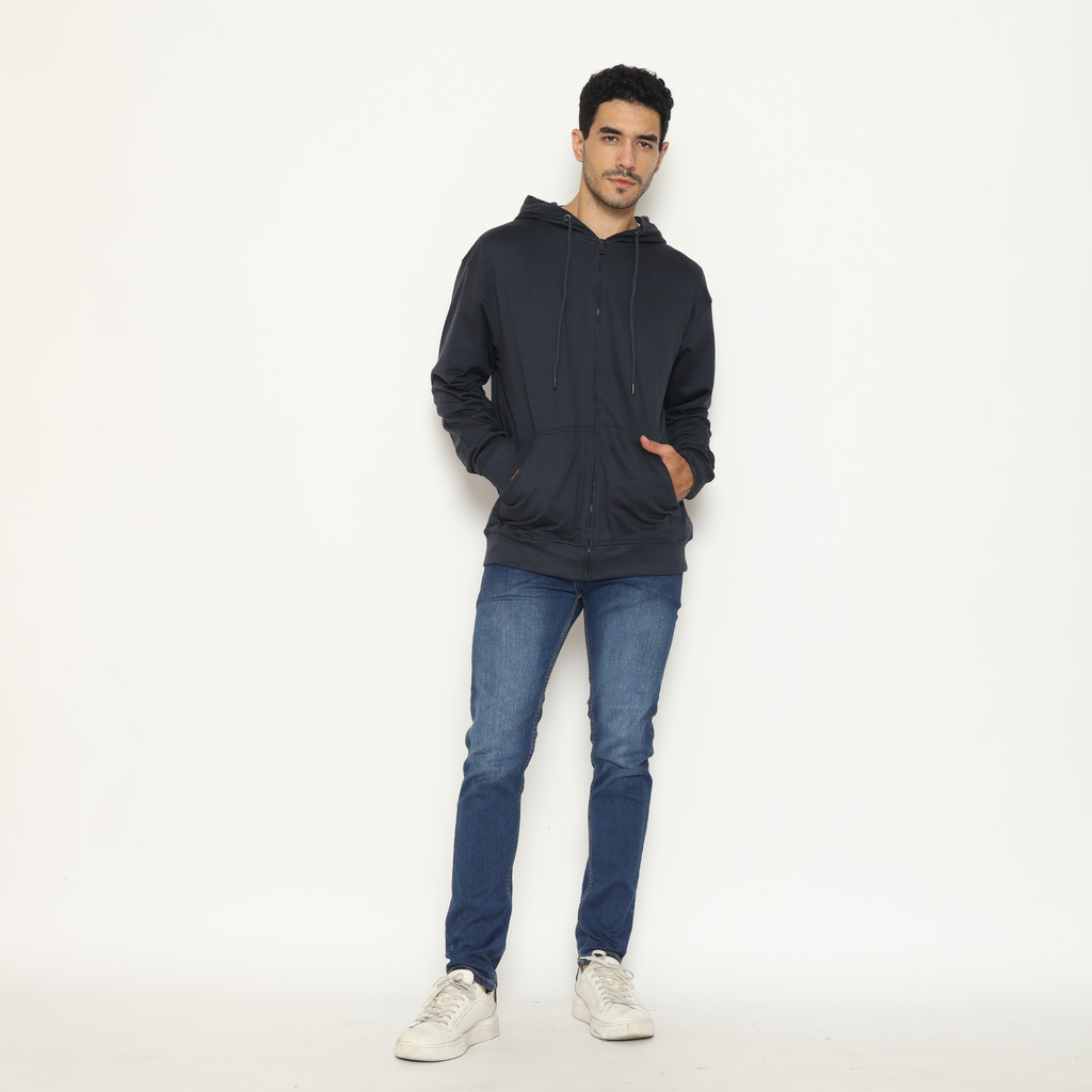 LARUSSO - Basic Hoodie with Zipper Unisex - Navy