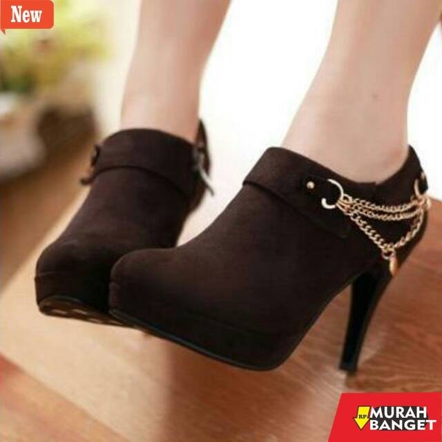 shopee haul sepatu heels wanita Sepatu high Heels boots rantai