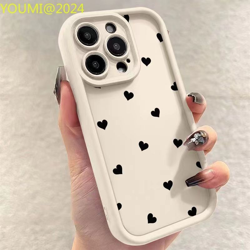 Simple and atmospheric black flat heart casing suitable for Infinix Hot 9 10 11 10 Lite 30i 20S 12 p