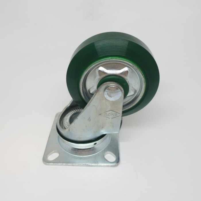 Roda Troli / Caster Wheel / Roda Pu Hijau 4 inch Hidup