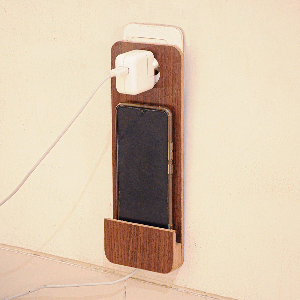 Rak Gantung HP Charger Tembok Dinding Holder Phone bahan kayu MDF - CR028