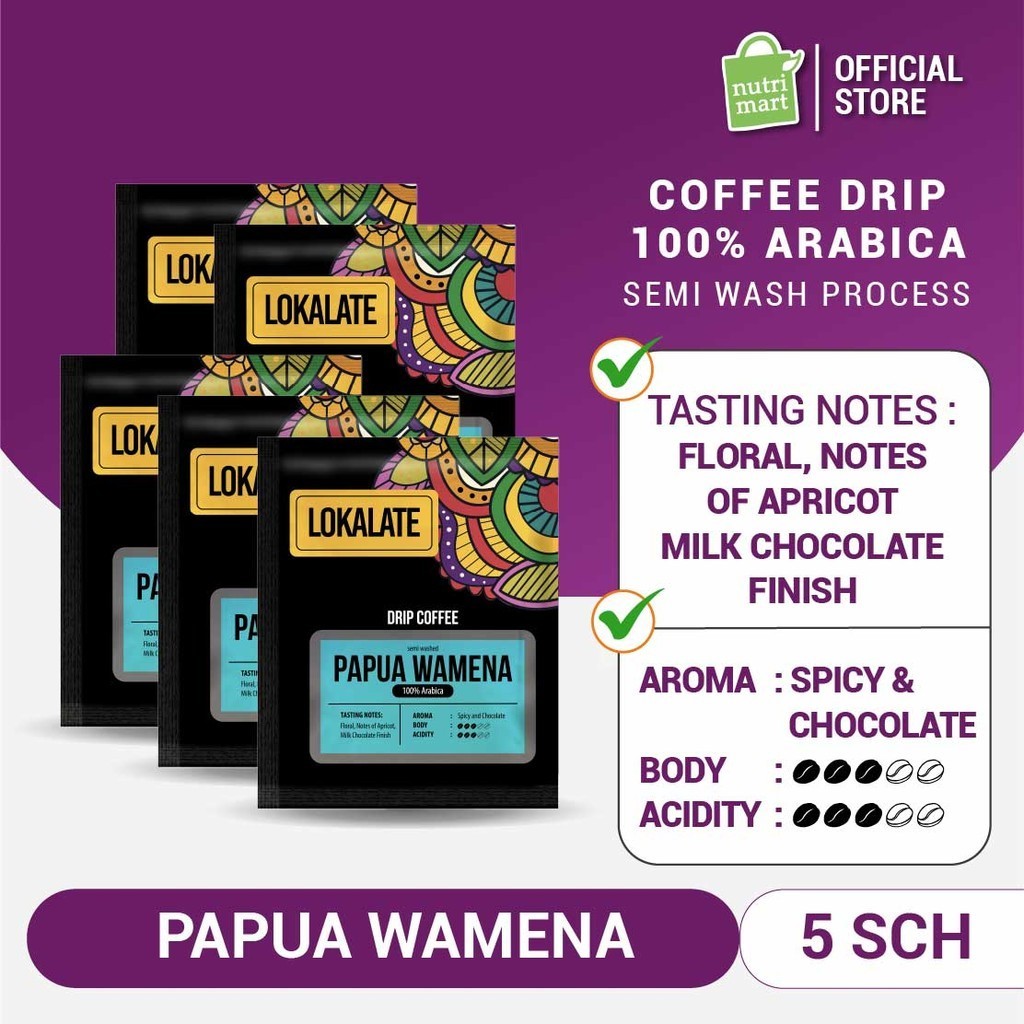 

Lokalate Drip Coffee Papua Wamena 5 Sachet – 100% Arabica with Semi Washed Process