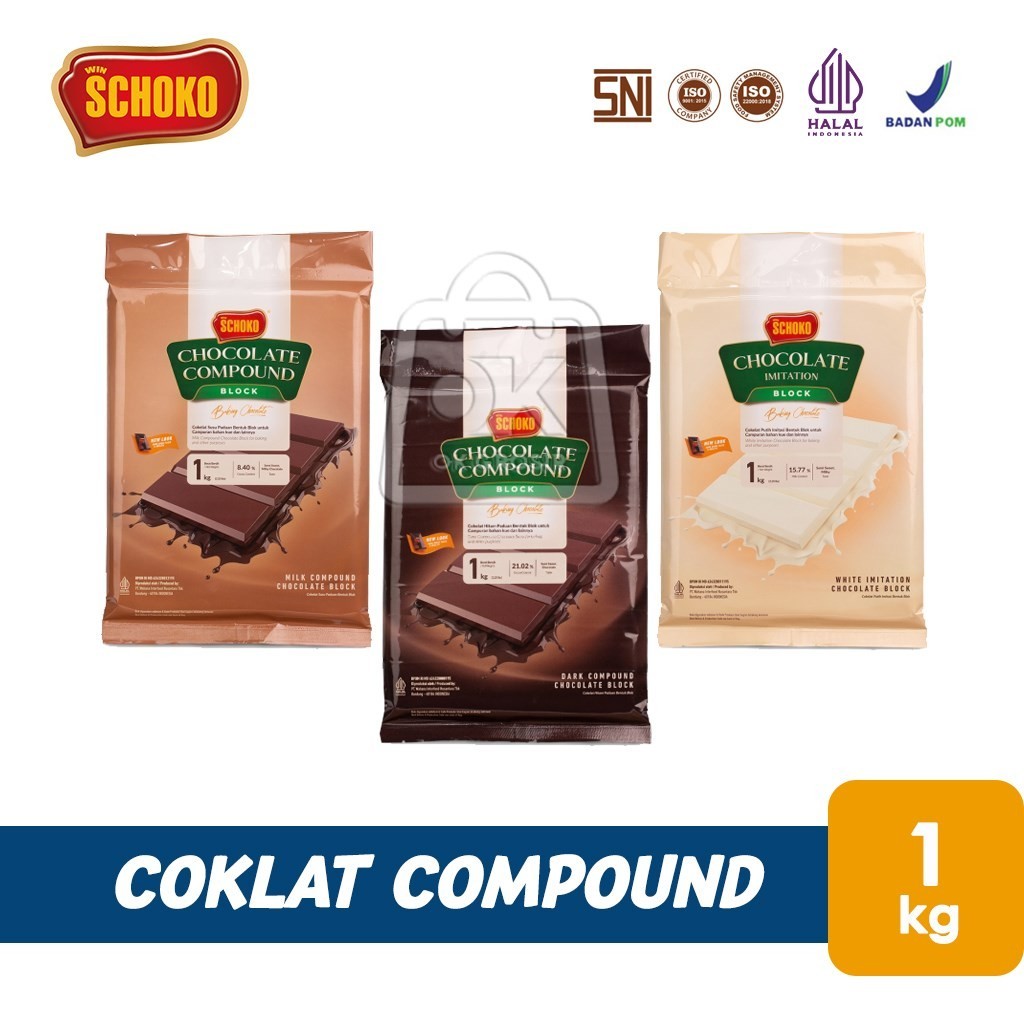 

Cokelat Batang Coklat Compound SCHOKO Premium Chocolate Block For Baking (1 kg)